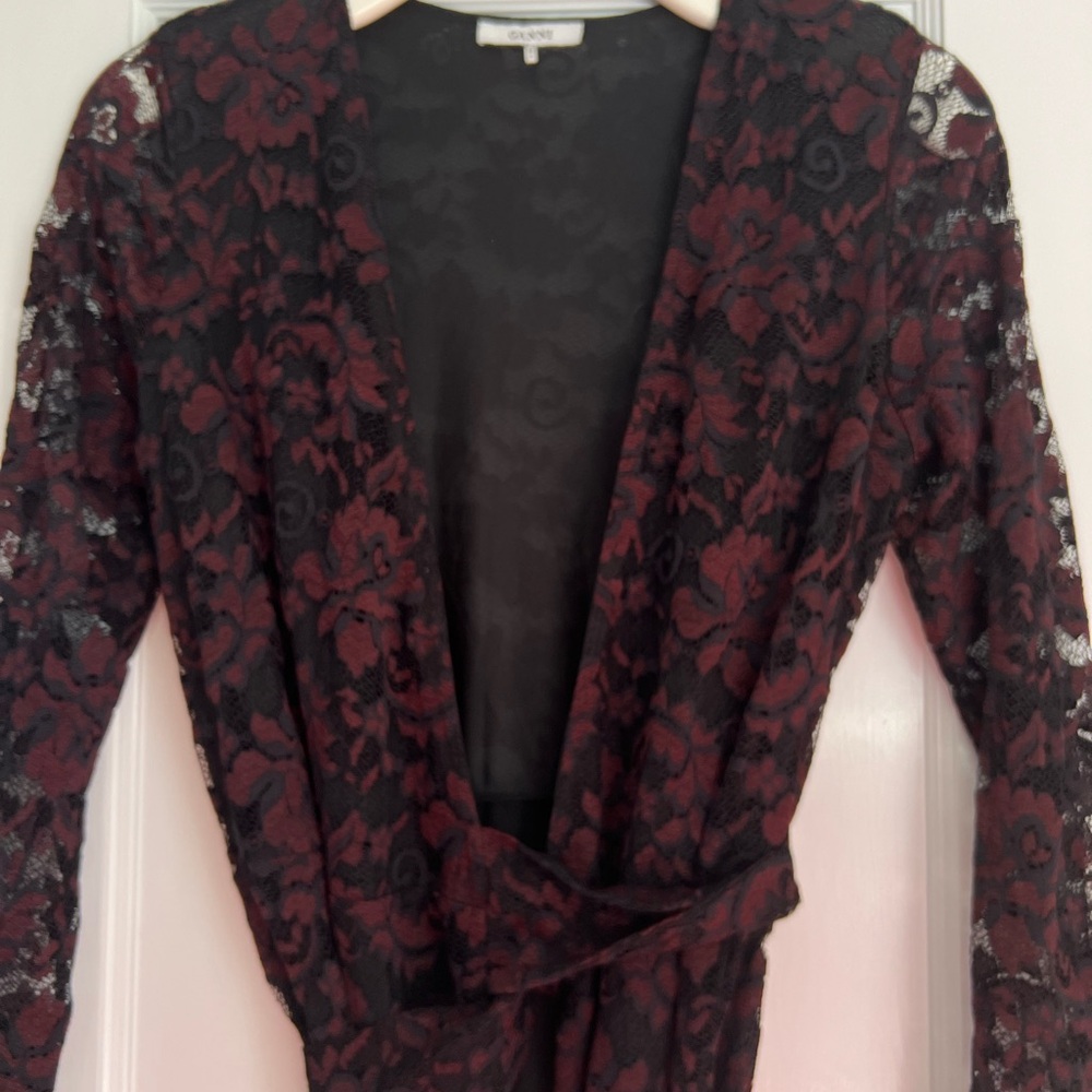 GANNI Flynn Lace Wrap Dress